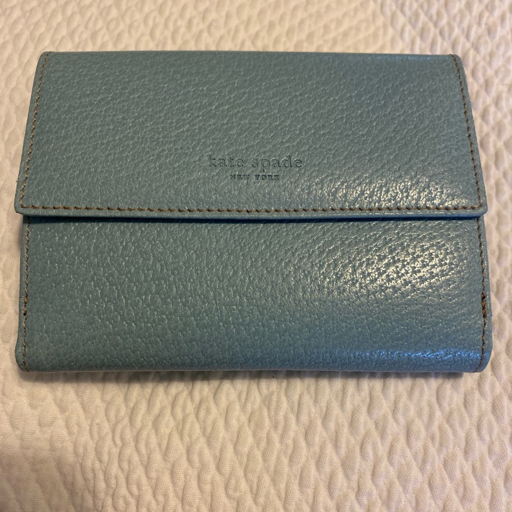 Kate Spade Baby Blue Leather Folding Wallet
